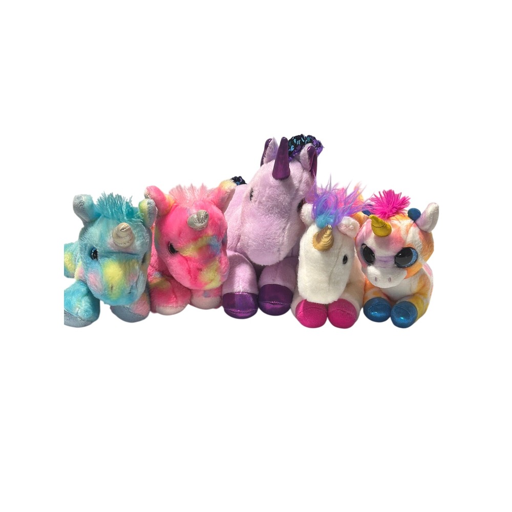 Aurora CoCo Unicorn Horse Plush Lot of 5 Purple Sequin Rainbow Tie Dye Animal